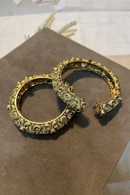 Prestones Temple Carved Bangles - Set of 2 
