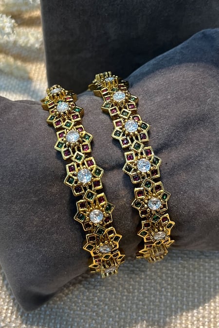 Prestones Stone Embellished Bangles - Set of 2 