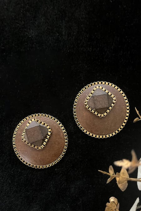 Rejuvenate Jewels Bold Brown Sawdust Studs 
