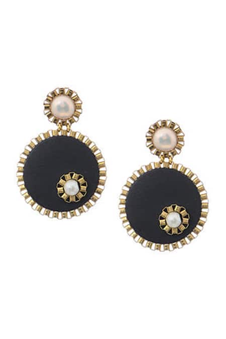 Rejuvenate Jewels_Black Pearls Sawdust Embellished Earrings _Online_at_Aza_Fashions
