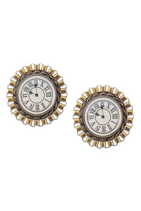 Rejuvenate Jewels_White Golden Hour Clock Studs _Online_at_Aza_Fashions