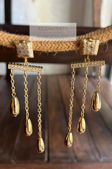 Buy_Rejuvenate Jewels_Gold Plated Cascade Statement Earrings _Online_at_Aza_Fashions