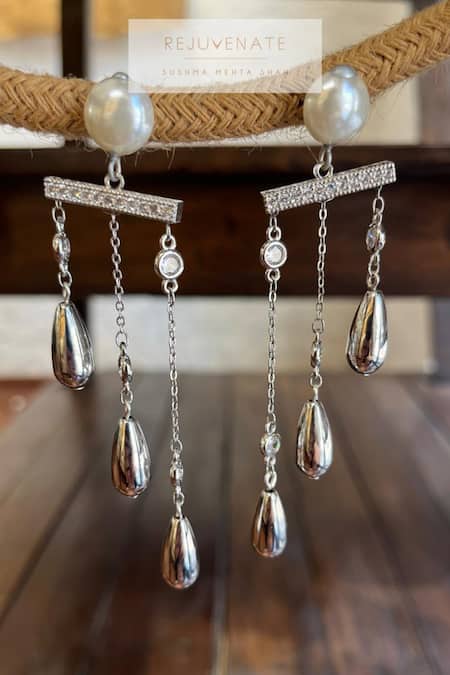 Rejuvenate Jewels Silver Cascade Statement Earrings 