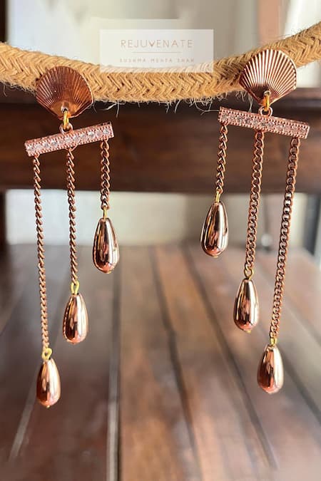 Rejuvenate Jewels Rose Gold Cascade Statement Earrings 