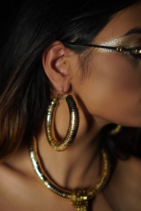 Buy_Rejuvenate Jewels_Gold Plated Metallic Hoops _Online_at_Aza_Fashions