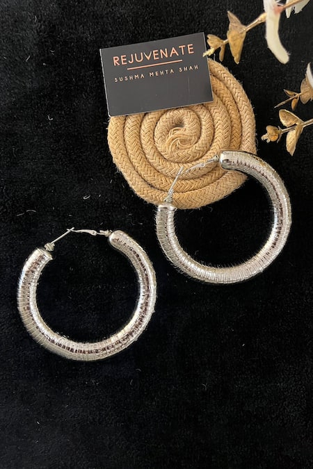 Shop_Rejuvenate Jewels_Silver Plated Metallic Hoops _Online_at_Aza_Fashions