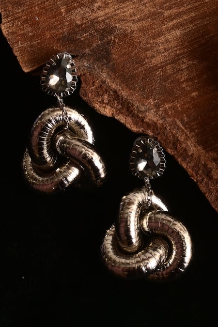 Rejuvenate Jewels Silver Knot Statement Earrings 