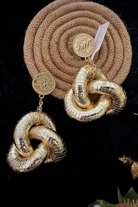 Rejuvenate Jewels Golden Knot Statement Earrings 