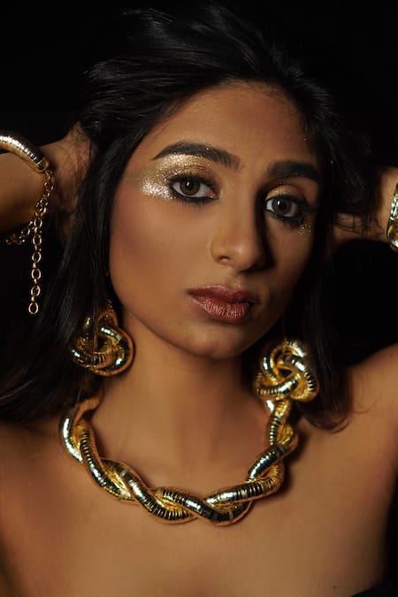 Rejuvenate Jewels Gold Plated Metallic Twisted Necklace 