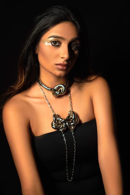 Rejuvenate Jewels Silver Plated Chain Knot Necklace 