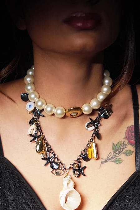 Rejuvenate Jewels Gold Plated Pearl Embellished Choker 