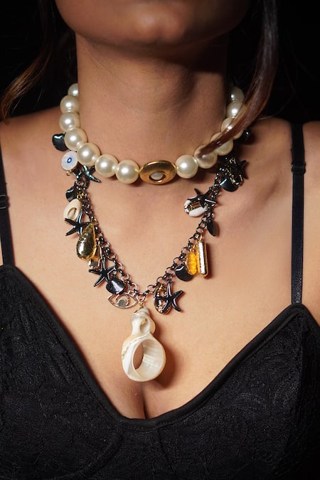 Buy_Rejuvenate Jewels_Silver Plated Coastal Charm Shell Necklace _Online_at_Aza_Fashions