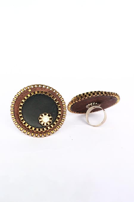 Rejuvenate Jewels Layered Wooden Pearl Ring 