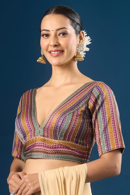 Samyukta Singhania Color Block Pattern Blouse 