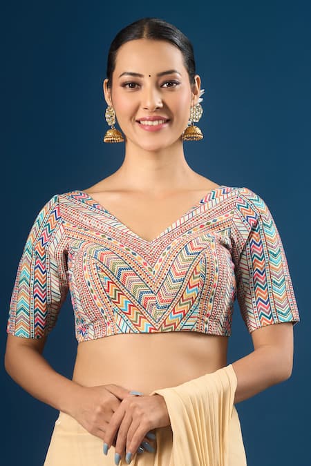 Samyukta Singhania Geometric & Floral Pattern Blouse 
