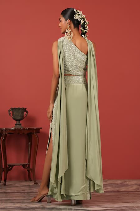 Suruchi Parakh Embroidered Top With Straight Skirt 