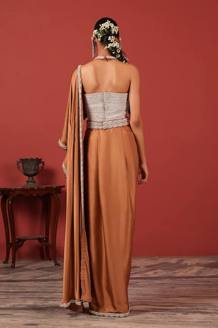 Suruchi Parakh Embroidered Blouse & Pre-Draped Saree Set 