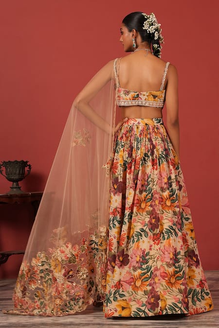 Suruchi Parakh Zardozi Handcrafted Bustier Lehenga Set 