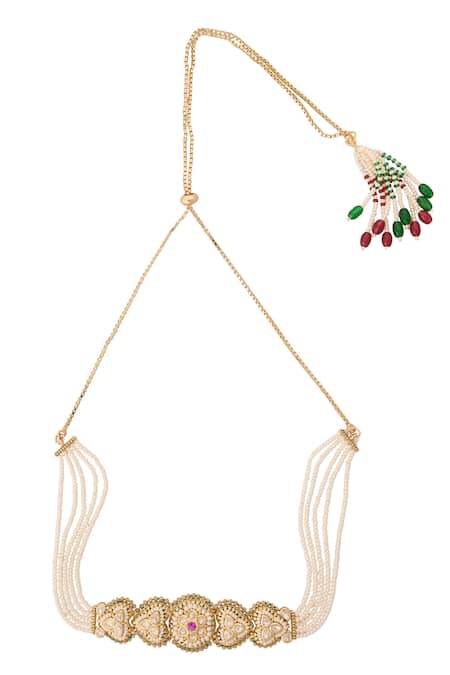 Nazaakat By Samara Singh_Red Kundan Choker Necklace Set _Online_at_Aza_Fashions