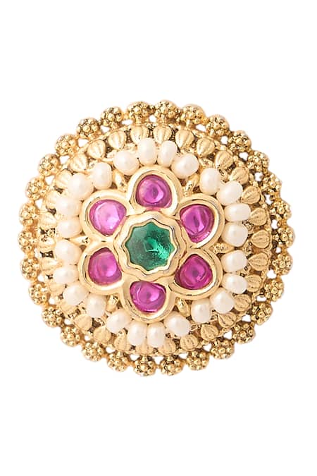 Shop Nazaakat By Samara Singh Red Stones Green And Ruby Kundan Choker Necklace Set Online at Aza Fashions Shop_Nazaakat By Samara Singh_Red Stones Green And Ruby Kundan Choker Necklace Set _Online_at_Aza_Fashions