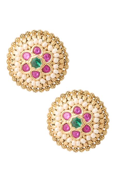 Nazaakat By Samara Singh Red Stones Green And Ruby Kundan Choker Necklace Set at Aza Fashions Nazaakat By Samara Singh_Red Stones Green And Ruby Kundan Choker Necklace Set _at_Aza_Fashions