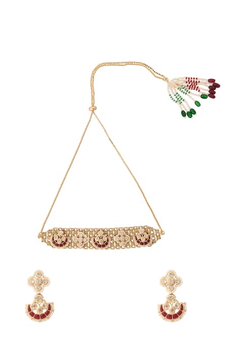 Nazaakat By Samara Singh Ruby Kundan Choker Set 