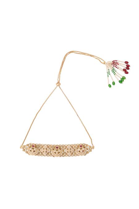 Buy_Nazaakat By Samara Singh_Red Zari Ruby And White Kundan Choker Set _Online_at_Aza_Fashions