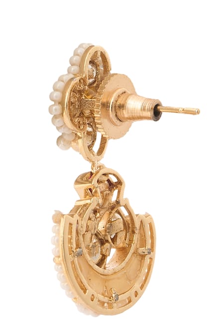 Shop_Nazaakat By Samara Singh_Red Zari Ruby And White Kundan Choker Set _Online_at_Aza_Fashions