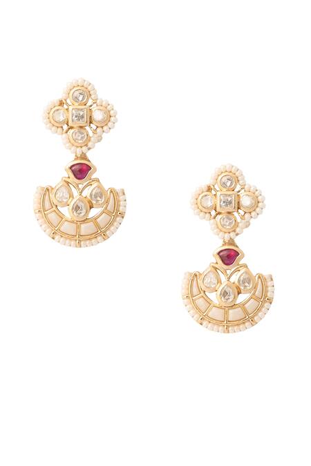 Nazaakat By Samara Singh_Red Zari Ruby And White Kundan Choker Set _at_Aza_Fashions