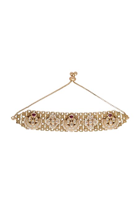 Nazaakat By Samara Singh Ruby & White Kundan Bracelet 