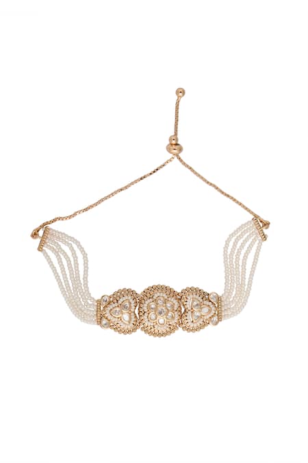 Nazaakat By Samara Singh White Kundan Bracelet 