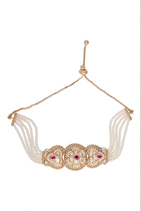 Nazaakat By Samara Singh Ruby Kundan Bracelet 