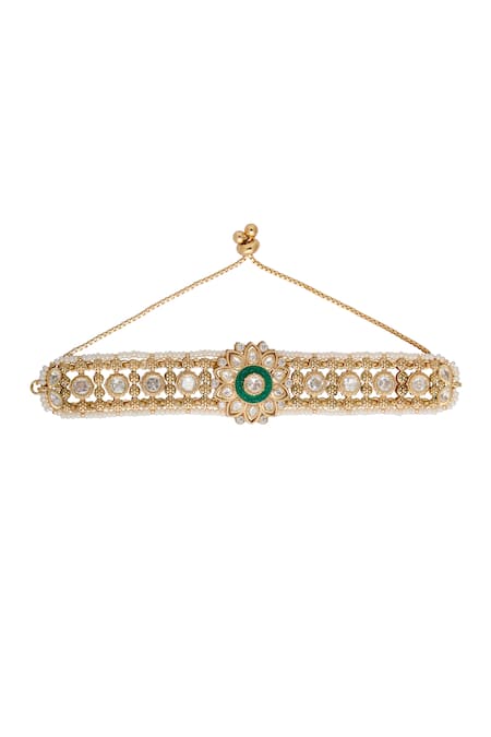 Nazaakat By Samara Singh Green Kundan Bracelet 