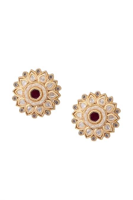 Shop Nazaakat By Samara Singh Red Stones Ruby And White Kundan Choker Necklace Set Online at Aza Fashions Shop_Nazaakat By Samara Singh_Red Stones Ruby And White Kundan Choker Necklace Set _Online_at_Aza_Fashions