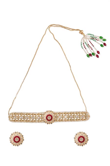 Nazaakat By Samara Singh Ruby Kundan Choker Necklace Set 