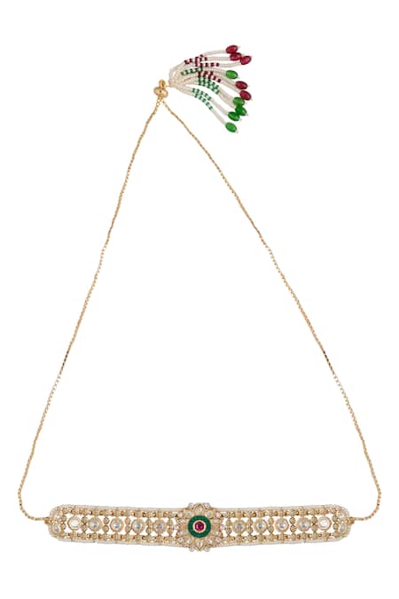 Nazaakat By Samara Singh Red Zari Ruby And Green Kundan Choker Necklace Set Online at Aza Fashions Nazaakat By Samara Singh_Red Zari Ruby And Green Kundan Choker Necklace Set _Online_at_Aza_Fashions