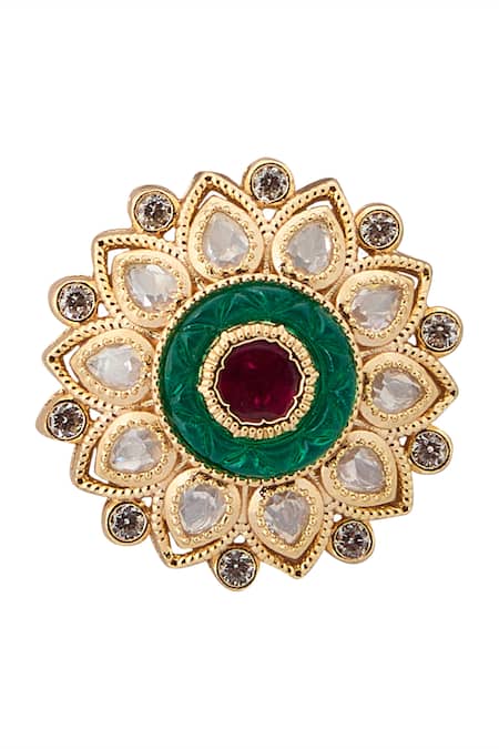 Buy Nazaakat By Samara Singh Red Zari Ruby And Green Kundan Choker Necklace Set Buy_Nazaakat By Samara Singh_Red Zari Ruby And Green Kundan Choker Necklace Set