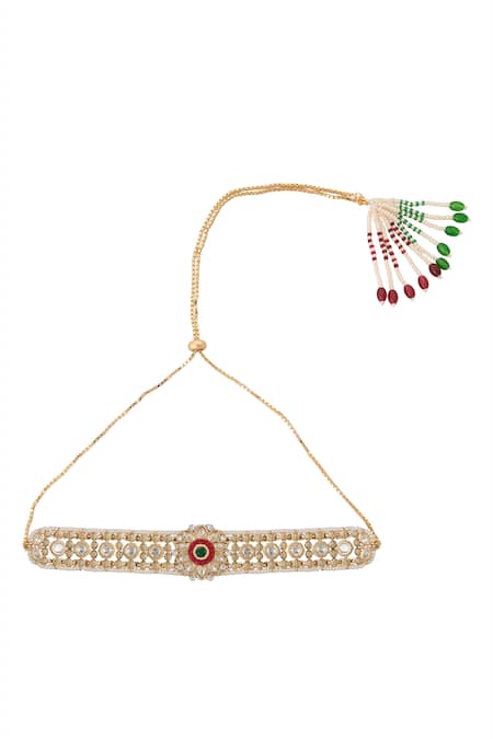 Nazaakat By Samara Singh Green Zari And Ruby Kundan Choker Necklace Set Online at Aza Fashions Nazaakat By Samara Singh_Green Zari And Ruby Kundan Choker Necklace Set _Online_at_Aza_Fashions