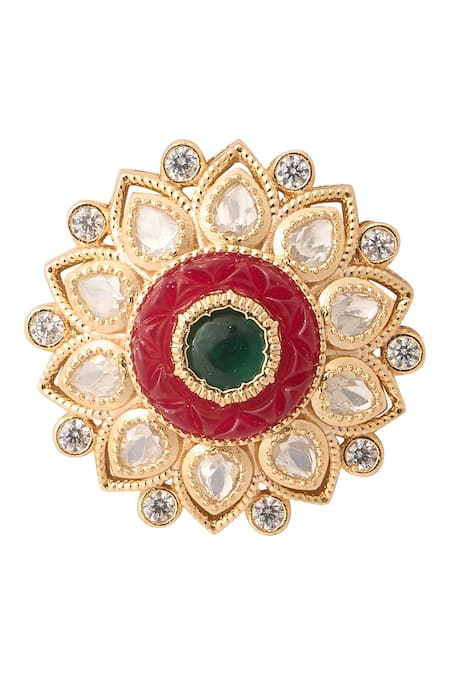 Buy Nazaakat By Samara Singh Green Zari And Ruby Kundan Choker Necklace Set Buy_Nazaakat By Samara Singh_Green Zari And Ruby Kundan Choker Necklace Set