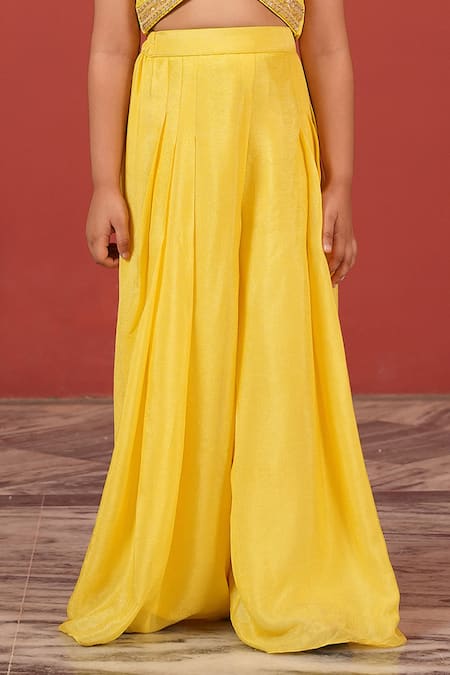 Buy_Suruchi Parakh_Yellow Georgette Embroidery Top With Flared Pant _Online_at_Aza_Fashions