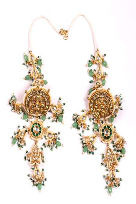 Dugran By Dugristyle Multi Color Stones, Beads, Pearls Hara Khazana Drop Earrings Online at Aza Fashions Dugran By Dugristyle_Multi Color Stones, Beads, Pearls Hara Khazana Drop Earrings _Online_at_Aza_Fashions