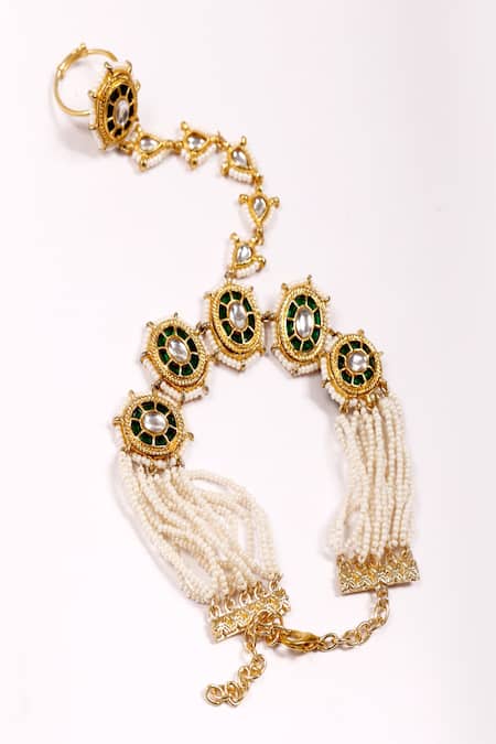 Dugran By Dugristyle Green Pearls, Stones Sabz Raat Hath Phool 