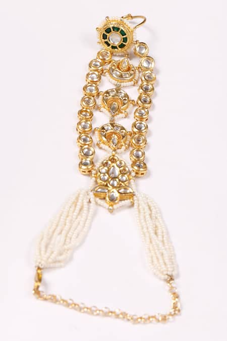 Dugran By Dugristyle Green Pearls, Gemstones Hara Hath Phool 