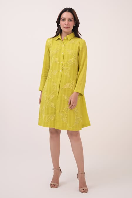 Ruchi Marodia Mendaka Embroidered Shirt Dress 