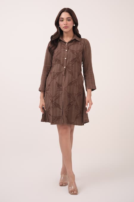 Ruchi Marodia Mendaka Embroidered Shirt Dress 