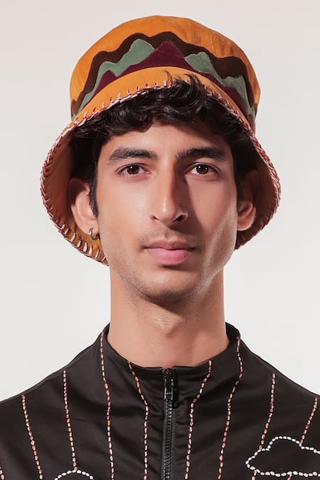 Jubinav Chadha Yellow Patchwork Mustard Quilted Bucket Hat 