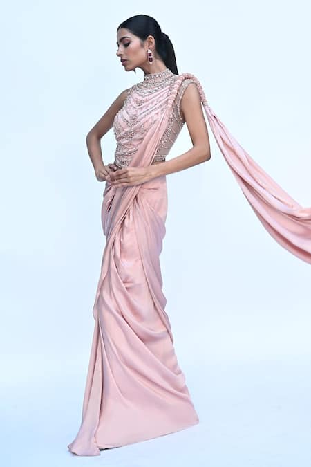 Rabiya Savlani Pre-Draped Saree With Embroidered Blouse 