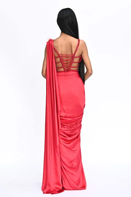 Rabiya Savlani Pre-Draped Saree With Embroidered Sculpted Blouse 