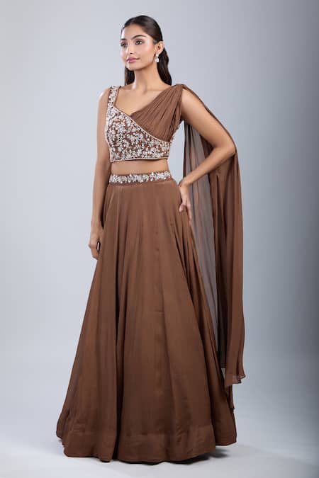 Samyukta Singhania Embellished Blouse With Skirt 