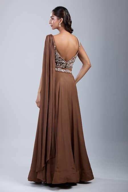 Samyukta Singhania Embellished Blouse With Skirt 